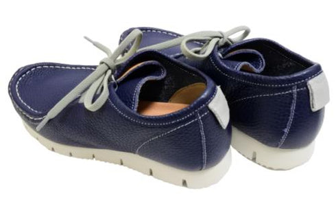 【arui_toe 3590 ネイビー】本革コンフォートモカシン靴紐シューズ